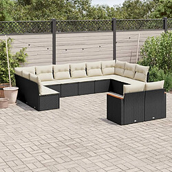 Maison Chic Salon de jardin 12 pcs avec coussins, Ensemble Tables et chaises d'extérieur noir résine tressée -GKD396928