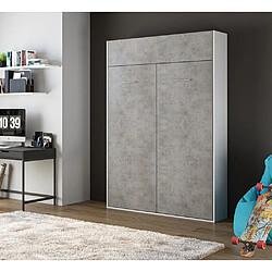 Avis Inside 75 Armoire lit escamotable DYNAMO blanc mat façade gris béton 140 x 200 cm