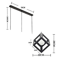 Acheter Stoex Lampe Suspensions Plafonnier Cube Luminaire 3 Lampes, Lustre Abat-jour avec Douille Applique d'Eclairage E27 Noir