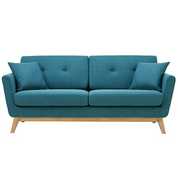 Concept Usine Canapé scandinave 3 places et 2 coussins bleu canard HOGA