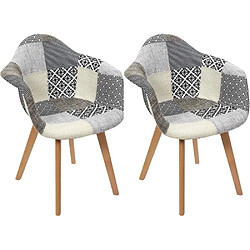 The Home Deco Factory Fauteuil scandinave Patchwork (Lot de 2) gris. Fauteuil scandinave Patchwork (Lot de 2) gris