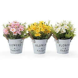 BESTA Fleurs Artificielles Intérieur 3 pcs, Fleurs Artificielles avec Pot en Métal Décoration de Plantes Artificielles pour Mariage Table de Bureau en Plein Air Jardin Nouvelle Maison Cadeau