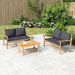 Maison Chic Banc de jardin avec coussins | Banquette de jardin | Chaise Relax gris foncé bambou -MN52835