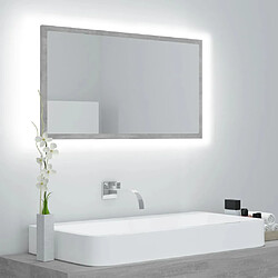 vidaXL Miroir à LED de salle de bain Gris béton 80x8,5x37 cm Acrylique