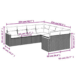 vidaXL Salon de jardin 8 pcs avec coussins noir résine tressée pas cher