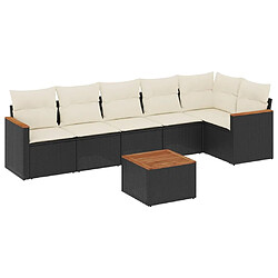 Maison Chic Ensemble Tables et chaises d'extérieur 7pcs avec coussins,Salon de jardin noir résine tressée -GKD536309