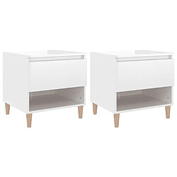 Maison Chic Lot de 2 Tables de chevet,Table de nuit,Table d'appoint pour salon Blanc brillant 50x46x50 cm -MN73014