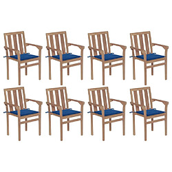 vidaXL Chaises de jardin empilables avec coussins lot de 8 Teck solide 