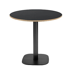 Restootab Table Ø70cm - modèle Round noir chants bois