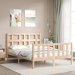 Avis Maison Chic Cadre/structure de lit avec tête de lit pour adulte - Lit Moderne Chambre 120x200 cm bois massif -MN72899