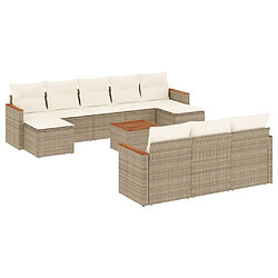 Maison Chic Salon de jardin 11 pcs avec coussins | Ensemble de Table et chaises | Mobilier d'Extérieur beige résine tressée -GKD54216