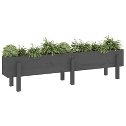 Avis Maison Chic Jardinière,Lit surélevé de jardin - Bac à fleurs - pot de fleur gris 160x30x38 cm bois de pin massif -GKD62759