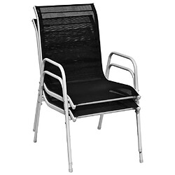 Maison Chic Lot de 2 Chaises empilables de jardin - Fauteuil d'extérieur Acier et textilène Noir -MN36765 pas cher