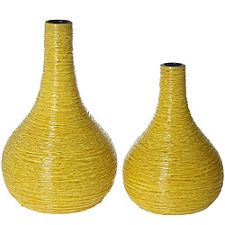 Ensemble de 2 Vases Alexandra House Living Jaune Céramique 25 x 36 x 37 cm (2 Pièces) 