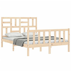 Acheter Maison Chic Cadre/structure de lit avec tête de lit pour adulte - Lit Moderne Chambre 140x190 cm bois massif -MN78686