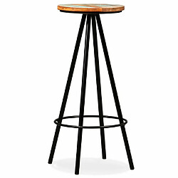 Acheter Helloshop26 Lot de deux tabourets de bar design chaise siège bois massif de récupération et acier 1202193