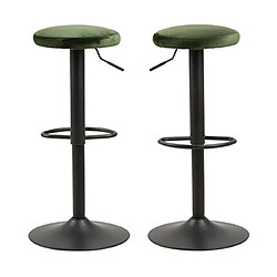 Mes Lot de 2 tabourets de bar 40x40x82 cm en tissur vert et métal