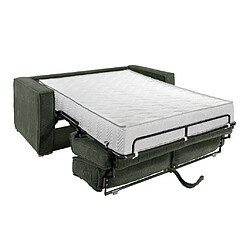 Vente-Unique Canapé 3 places convertible express en velours côtelé vert sapin - Couchage 140 cm - Matelas 22 cm LORETO pas cher