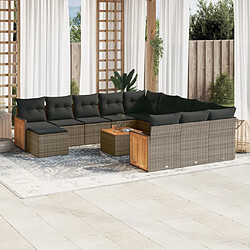 Maison Chic Salon de jardin avec coussins 13 pcs, Ensemble Tables et chaises de jardin, gris résine tressée -GKD542496