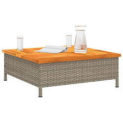 Acheter Maison Chic Table de jardin | Table d'extérieur gris 70x70x25 cm résine tressée et bois acacia -GKD77513