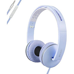 Chrono Micro-Casque PC Léger Pliable Réglable Casques avec Microphone et Contrôle du Volume 3,5 mm pour Casque iPhone Ordinateur Portable MP3/4-Bleu 