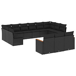 Maison Chic Salon de jardin avec coussins 13 pcs, Ensemble Tables et chaises de jardin, noir résine tressée -GKD495939