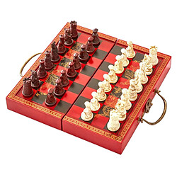 11 pouces En Bois Jeu d'échecs-Conseil Pliant, voyage Portable à la main Échiquier Jeu Ensembles avec des Pièces de Jeu de Stockage Slots-Débutant Jeu