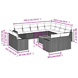 Avis vidaXL Salon de jardin avec coussins 13 pcs gris résine tressée