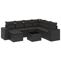 vidaXL Salon de jardin 8 pcs avec coussins noir résine tressée