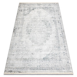 RUGSX Tapis moderne DISTIN 0201A blanc bleu vert clair - Ornement, cadre, vintage, franges 200x290 cm