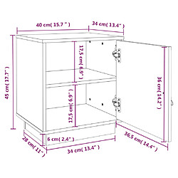 vidaXL Tables de chevet 2 pcs Blanc 40x34x45 cm Bois de pin massif pas cher