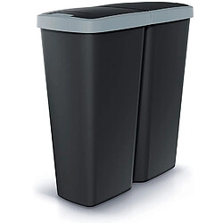 Poubelle à double couvercle Keden Compacta Q DUO 50L Un Compartiment Triage gris clair, noir