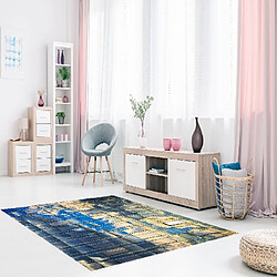 HOMEMANIA Tapis Imprimé Glass 1 - Géométrique - Décoration de Maison - Antidérapant - Pour Salon, séjour, chambre à coucher - Multicolore en Polyester, Coton, 60 x 100 cm