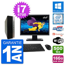 PC HP 600 G3 SFF Ecran 22" Intel i7-6700 RAM 16Go Disque 500Go Windows 10 Wifi · Occasion 