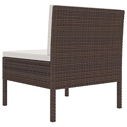 Maison Chic Lot de 3 Chaises de jardin,Fauteuil d'extérieur avec coussins Résine tressée Marron -MN63870 pas cher