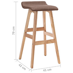 vidaXL Tabourets de bar lot de 2 taupe tissu pas cher