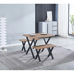 Pegane Ensemble de table de cuisine + 2 tabourets en MDF avec pieds en métal noir