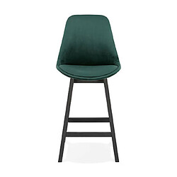 Mes Lot de 2 chaises de bar H66 cm en tissu vert pieds noirs - ELO