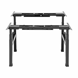 Avis Kimex Double bureau motorisé assis-debout 180x75cm Plateaux noyer/Pied noir