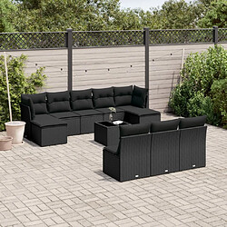 vidaXL Salon de jardin 11 pcs avec coussins noir résine tressée