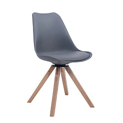 Decoshop26 Chaise de salle à manger x1 chaise visiteur assise pivotant à 360° en PVC et plastique gris piètement en bois carré clair 10_0003467