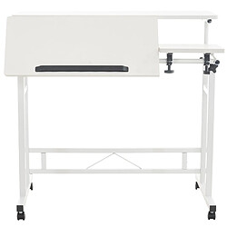 Decoshop26 Bureau pupitre avec 2 tablettes ajustables table d'ordinateur Laptop avec plateau en MDF blanc BUR10506