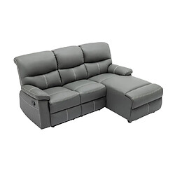 Vente-Unique Canapé d'angle droit relax en simili gris CANBY