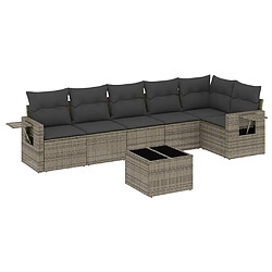 vidaXL Salon de jardin avec coussins 7 pcs gris résine tressée