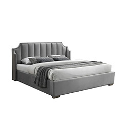 Avis Vente-Unique Lit coffre 180 x 200 cm avec tête de lit incurvée - Velours - Gris clair - TEOMIS