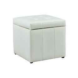 Vente-Unique Pouf coffre de rangement SERAFINO en simili - Blanc