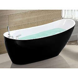 Vente-Unique Baignoire îlot NATALIA avec robinetterie - 220L - L150 x P75 x H70cm - Noire 