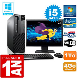 PC Lenovo M92p SFF Core I5-3470 Ram 4Go Disque 1 To Wifi W7 Ecran 22" - Occasion