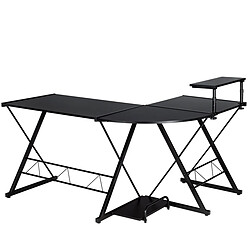 Helloshop26 Bureau d'angle en forme l détachable avec support pour moniteur 147 x 112 x 75 cm noir 20_0004818