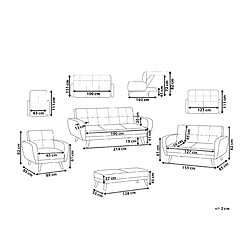 Avis Beliani Ensemble canapés et fauteuil en tissu gris clair 6 places avec pouf FLORLI